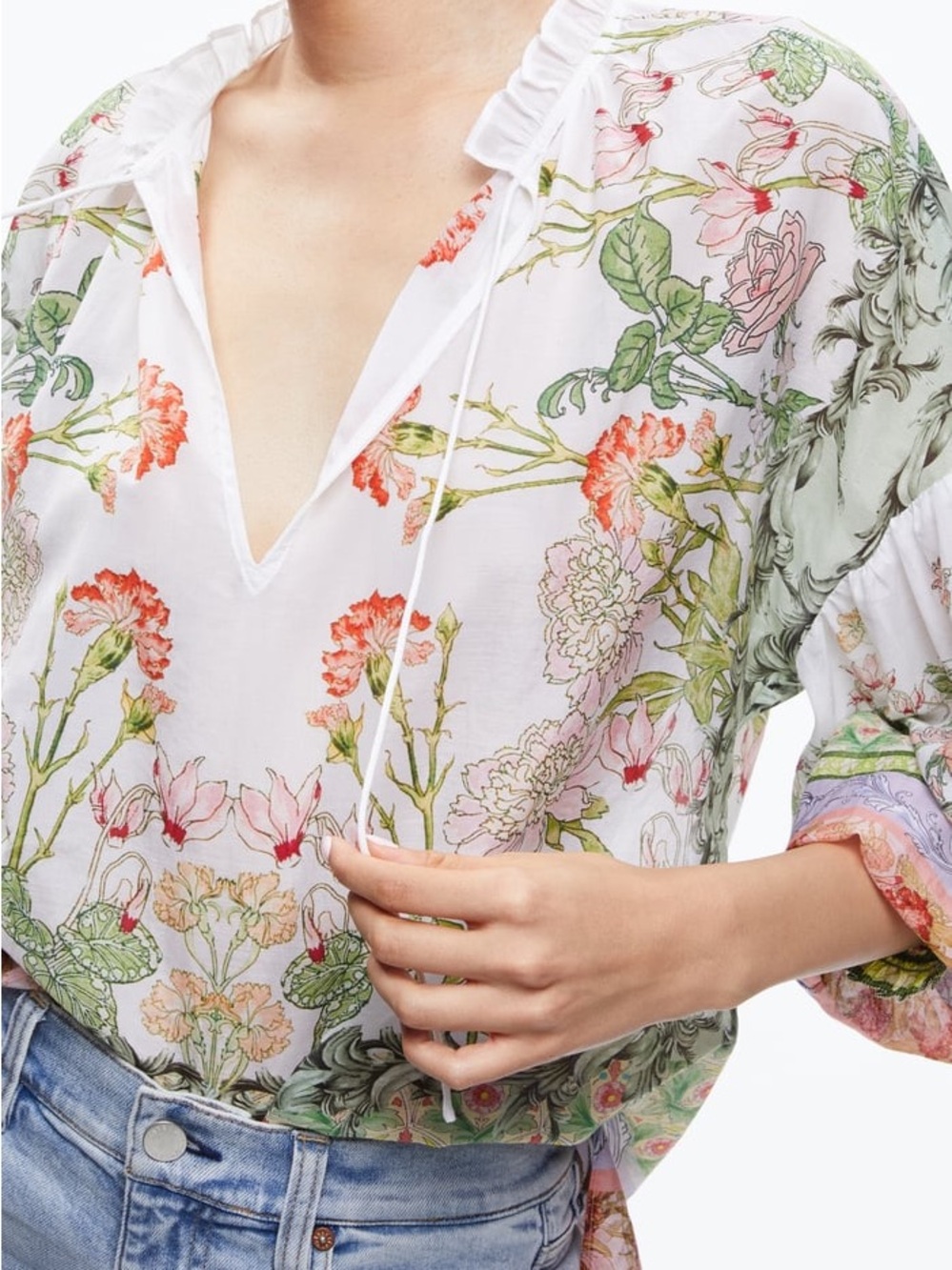 Alice & Olivia Julius Smocked Scarf sheer Blouse Size S - Picture 4 of 13